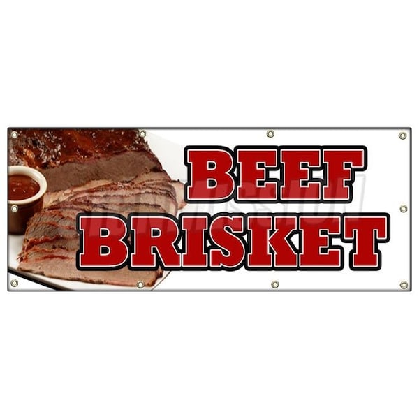 BEEF BRISKET BANNER SIGN slow cooked bar b que texas smoked sandwich